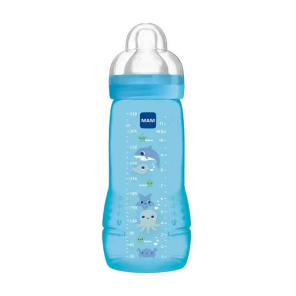 Mamadeira Mam Fashion Bottle Azul 330ml Fluxo Rápido 4M+