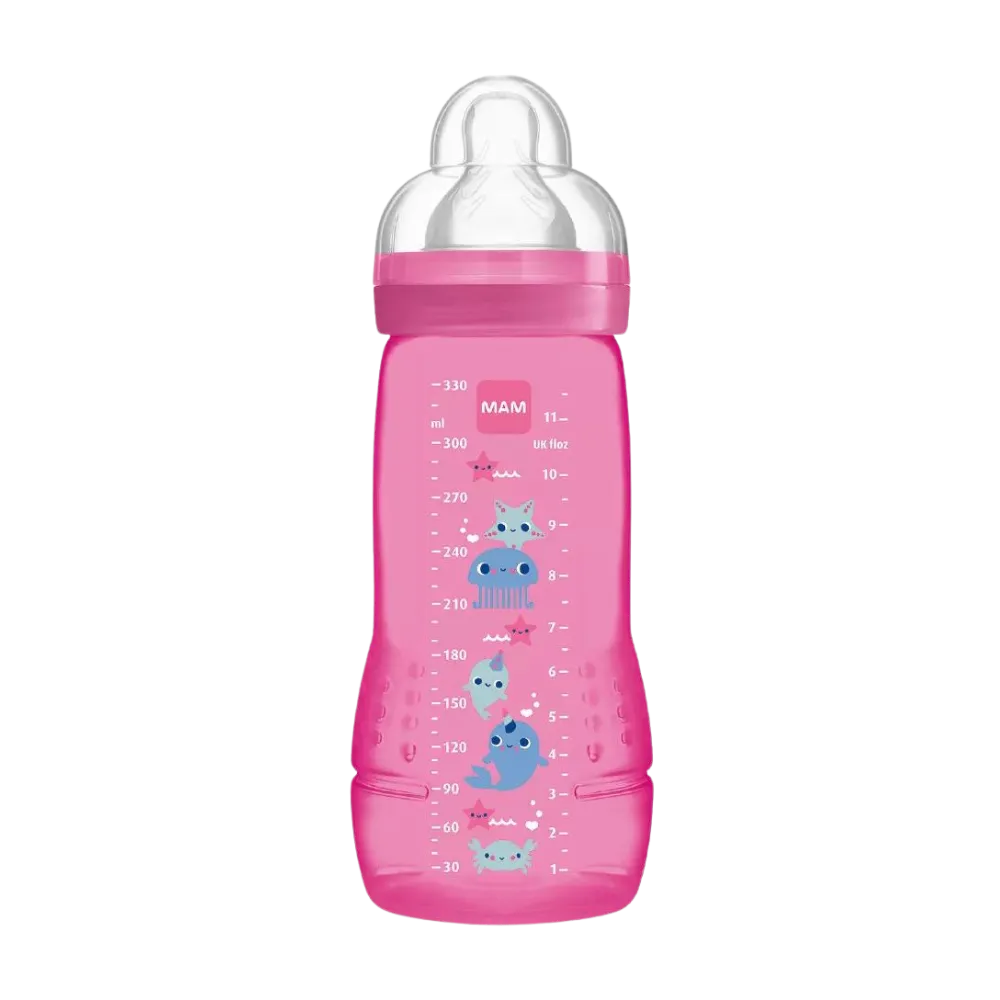 easyactiversosa330 Mamadeira MAM Fashion Bottle Rosa 330ml Fluxo Rápido +4M - Imagem 1