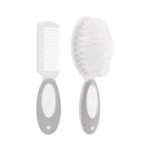 Escova e Pente Buba Cerdas Macias Cinza +0 Meses