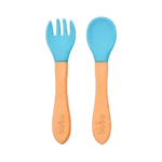 Kit Talheres em Silicone e Bambu Buba Azul +6 Meses