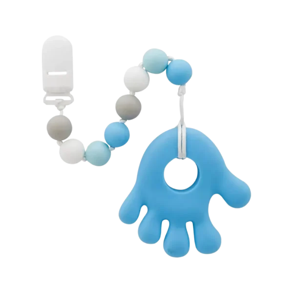 Mordedor com Prendedor de Chupeta Buba Mãozinha Azul