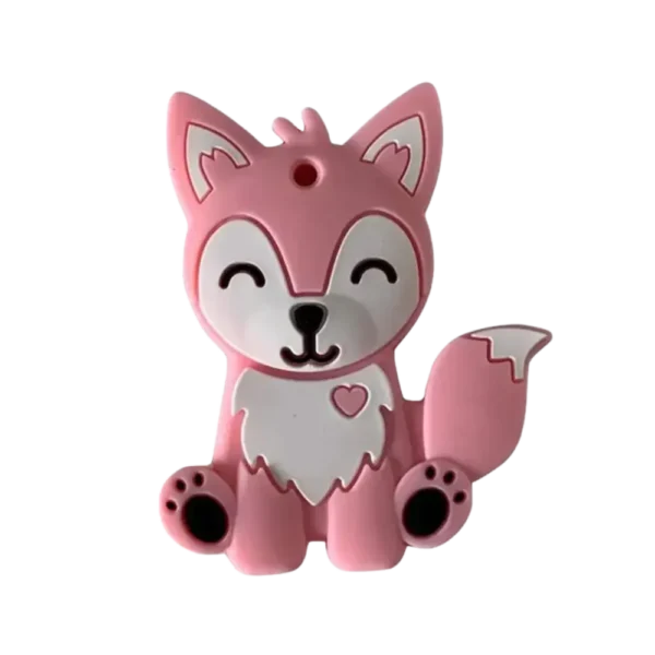 Mordedor Sensorial Love Raposa Rosa em Silicone +4 Meses