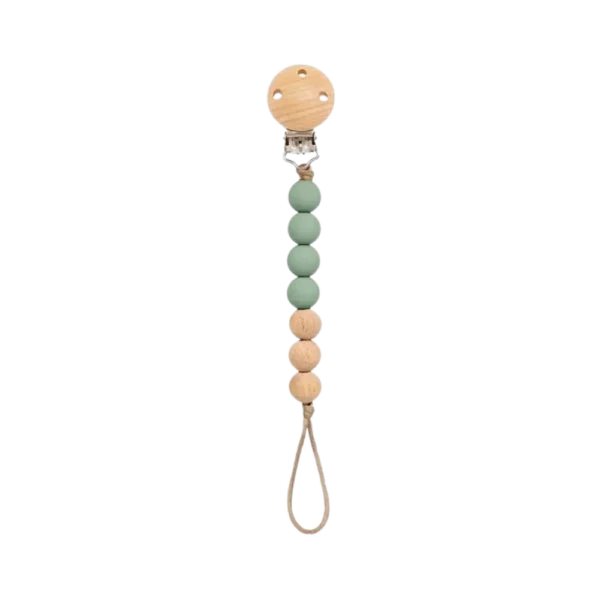 Prendedor de Chupeta Buba em Bambu e Silicone Verde