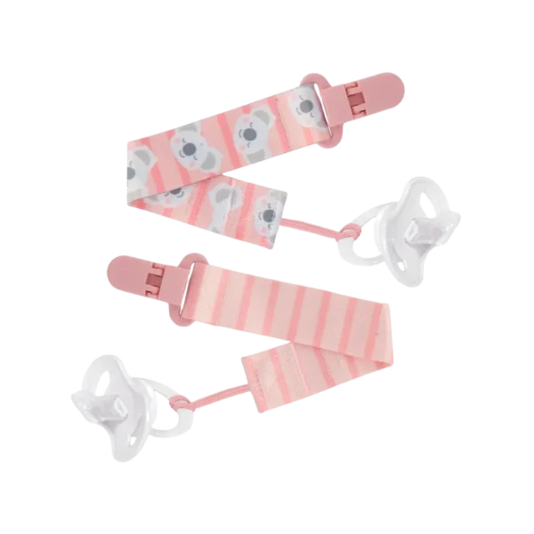 Kit Prendedores de Chupeta Buba Coala Rosa +3 Meses c/ 2 Unidades