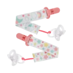 Kit Prendedores de Chupeta Buba Estrelinha Rosa +3 Meses c/ 2 Unidades