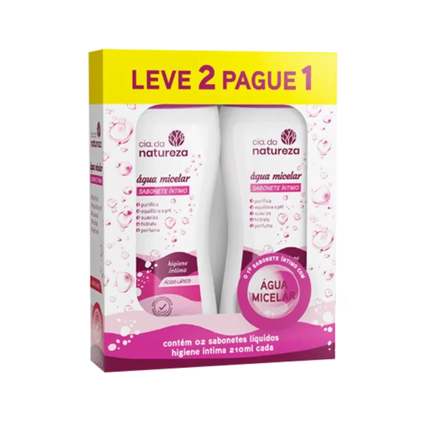 Kit Sabonete Íntimo Cia.da.Natureza Água Micelar 210ml c/ 2 Unidades