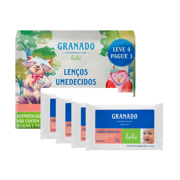 Toalha Umedecida Granado Calêndula Kit C/4 Pacotes