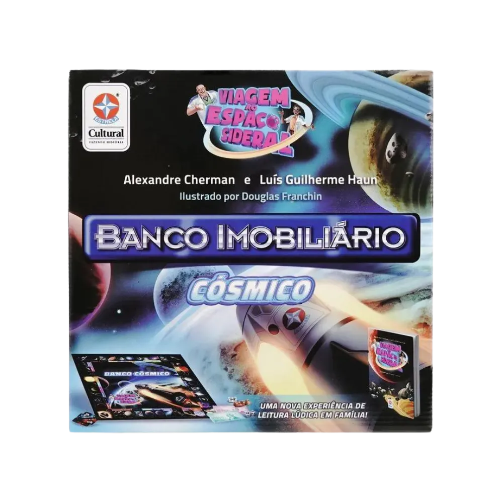 bancoimobiliariocósmico Jogo Banco Imobiliário Cósmico com Livro Viagem ao Espaço Sideral Estrela - Imagem 1
