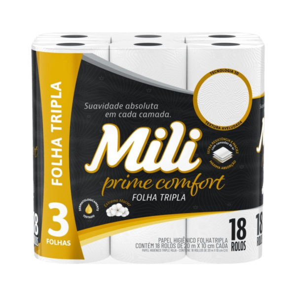 Papel Higiênico Mili Prime Comfort Folha Tripla  C/16 Rolos