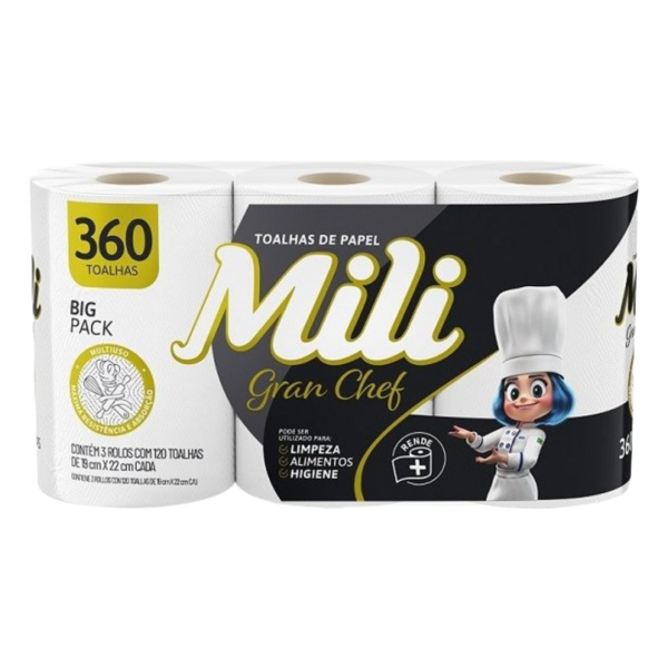 Toalha de Papel Mili Gran Chef Pacote C/3 Rolos