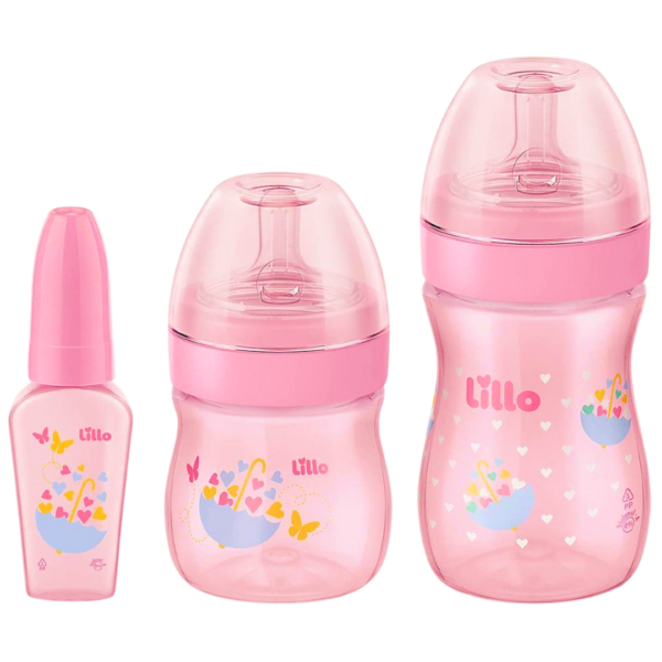 Kit Mamadeira Lillo Evolution Rosa 50ml/150ml/240ml