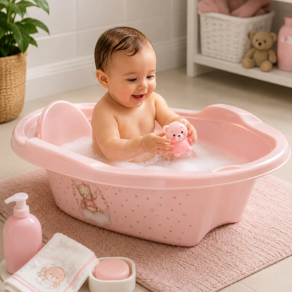 Banheira Decora Ursa Rosa 21 Litros Plasútil - Imagem 2