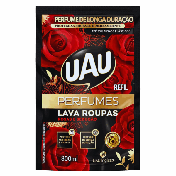 Lava Roupas Líquido Uau Rosas e Sedução Refil 800ml