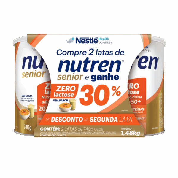 Suplemento Nestlé Nutren Senior Zero Lactose Pack C/2 Latas de 740gr