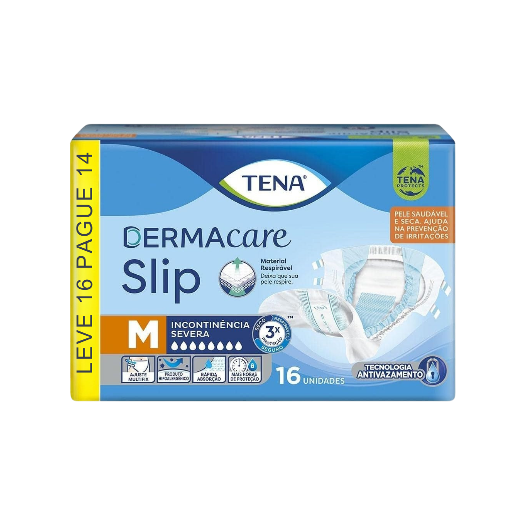 LEVE 16 PAGUE 14 TENA DERMA M Fralda Tena Slip Dermacare LV16 PG14 - Imagem 1