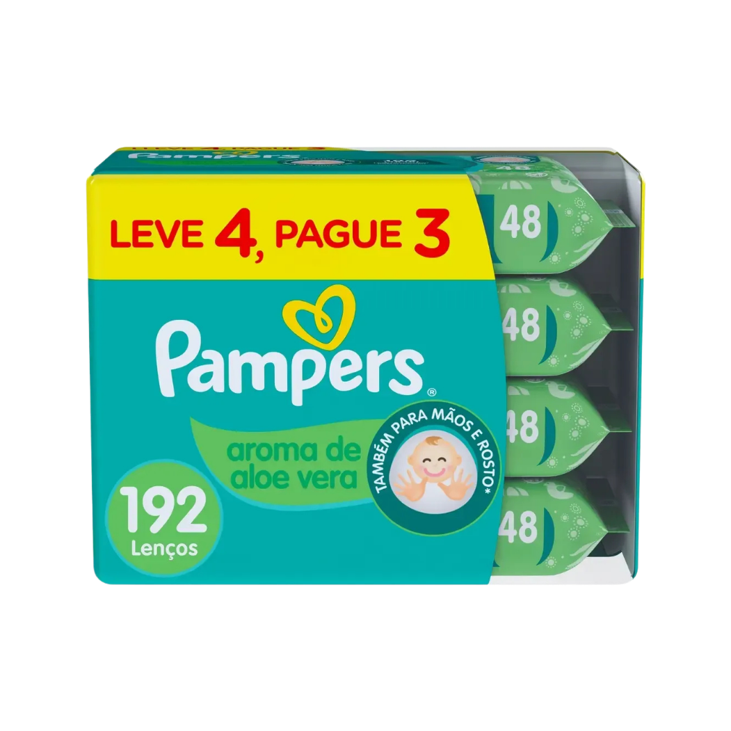 pampers aloe vera TU KIT Toalha Umedecida Pampers Aloe Vera C/4 pacotes - Imagem 1