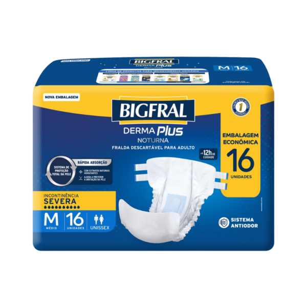 Fralda Adulto Bigfral Derma Plus Noturna Até 12 Horas de Proteção